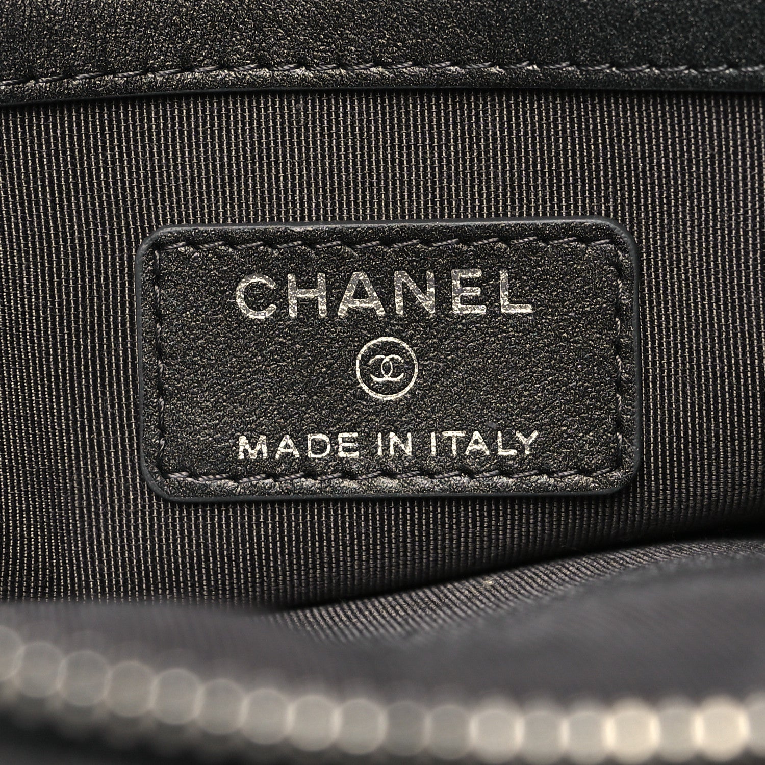 Chanel Goatskin Camellia Embossed Medium Cosmetic Case Dark Grey 6 of 9