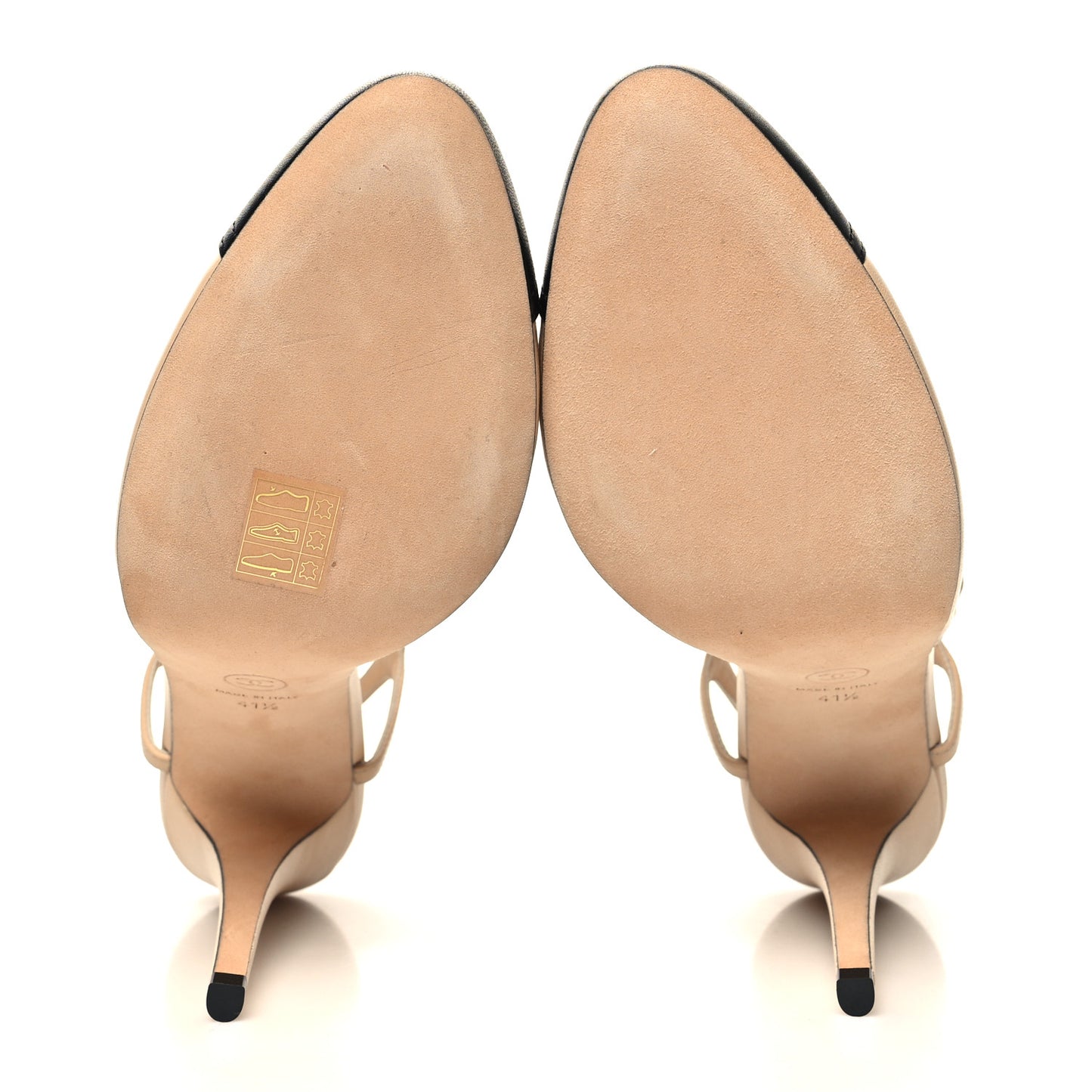 Lambskin Cap Toe CC Slingback Pumps 41.5 Beige Black