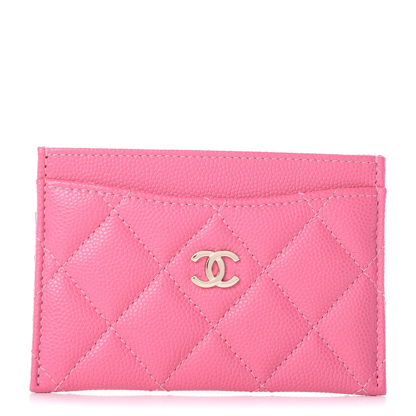 Caviar Quilted Card Holder Pink