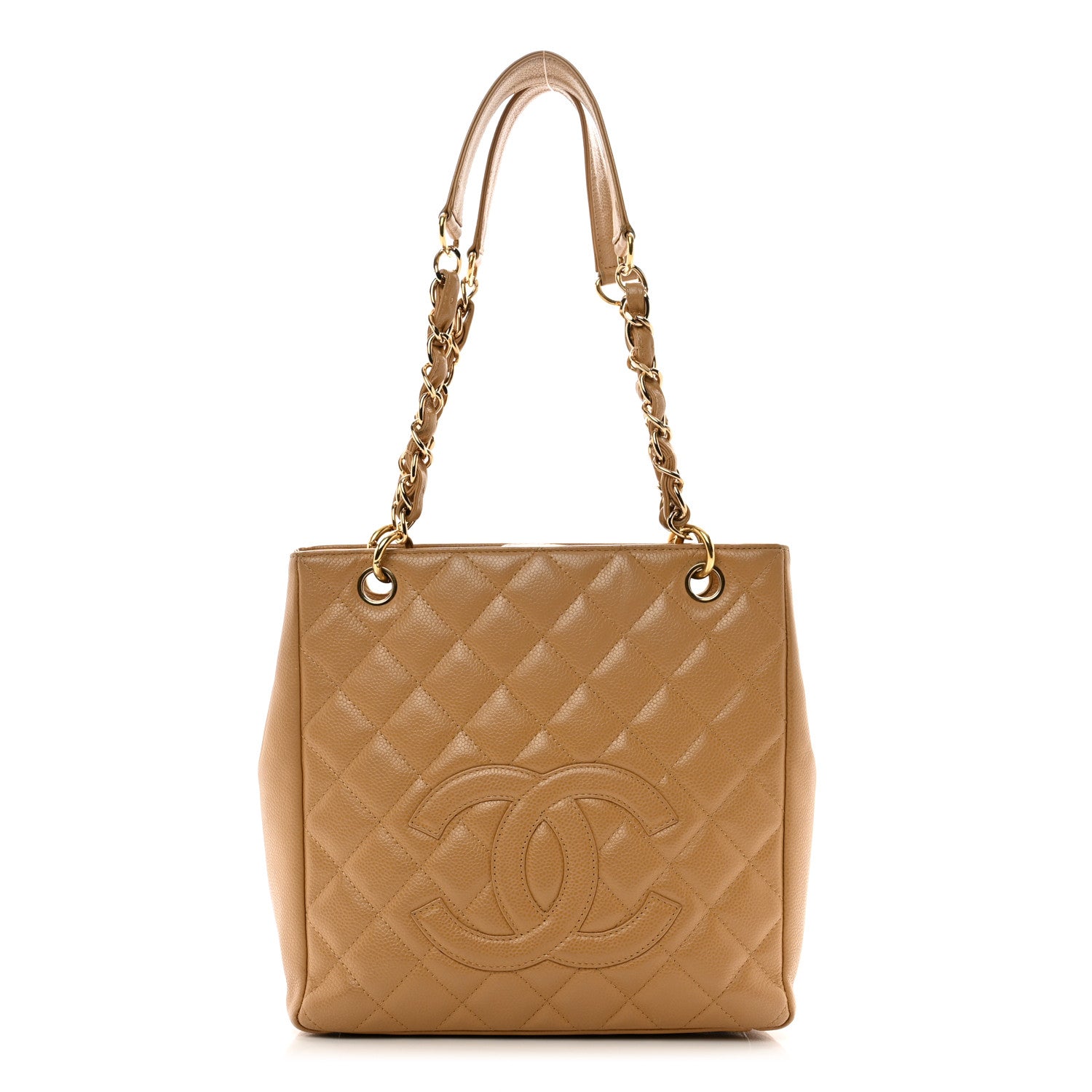 Chanel Caviar Quilted Petit Shopping Tote PST Dark Beige 1 of 10
