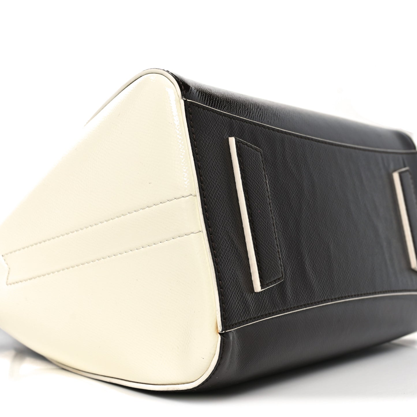 Textured Patent Calfskin Small Tri-Color Antigona Black White Brown