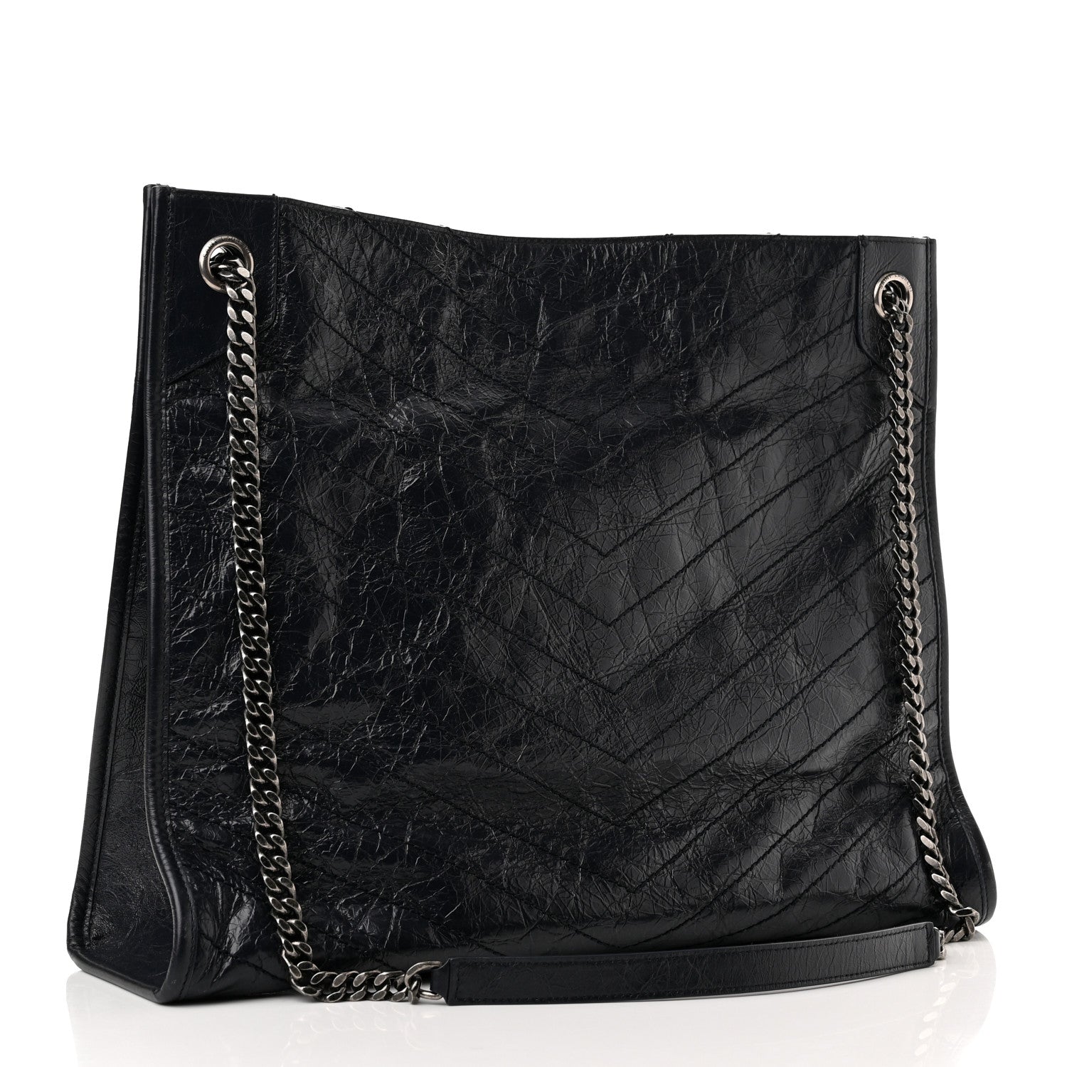 Saint Laurent Crinkled Calfskin Matelasse Monogram Niki Shoulder Bag Deep Marine 3 of 10