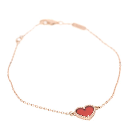 Van Cleef & Arpels 18K Rose Gold Carnelian Sweet Alhambra Heart Bracelet 1 of 6