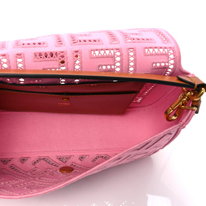 Fendi Canvas Cuoio Agata FF Ajour Embroidered Baguette Ciclamino Cuoio 4 of 6