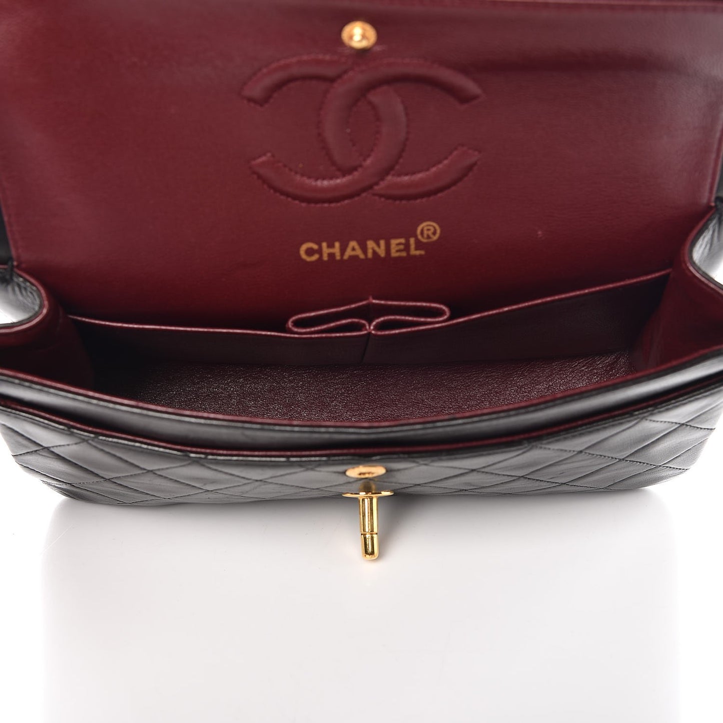 Lambskin Quilted Small Double Flap Black