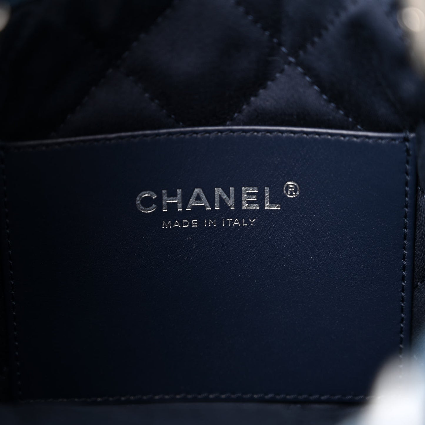 Denim Stitched Quilted Mini Chanel 22 Blue