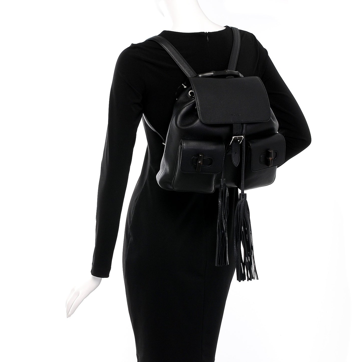 Cellarius Calfskin Medium Bamboo Backpack Black
