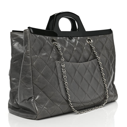 Chanel Glazed Calfskin Quilted Large CC Delivery Tote Grey 3 of 11