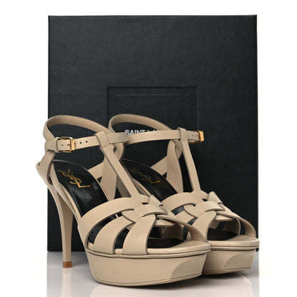 Saint Laurent Calfskin Tribute 75 Platform Sandals 41 Nude Powder 12 of 12