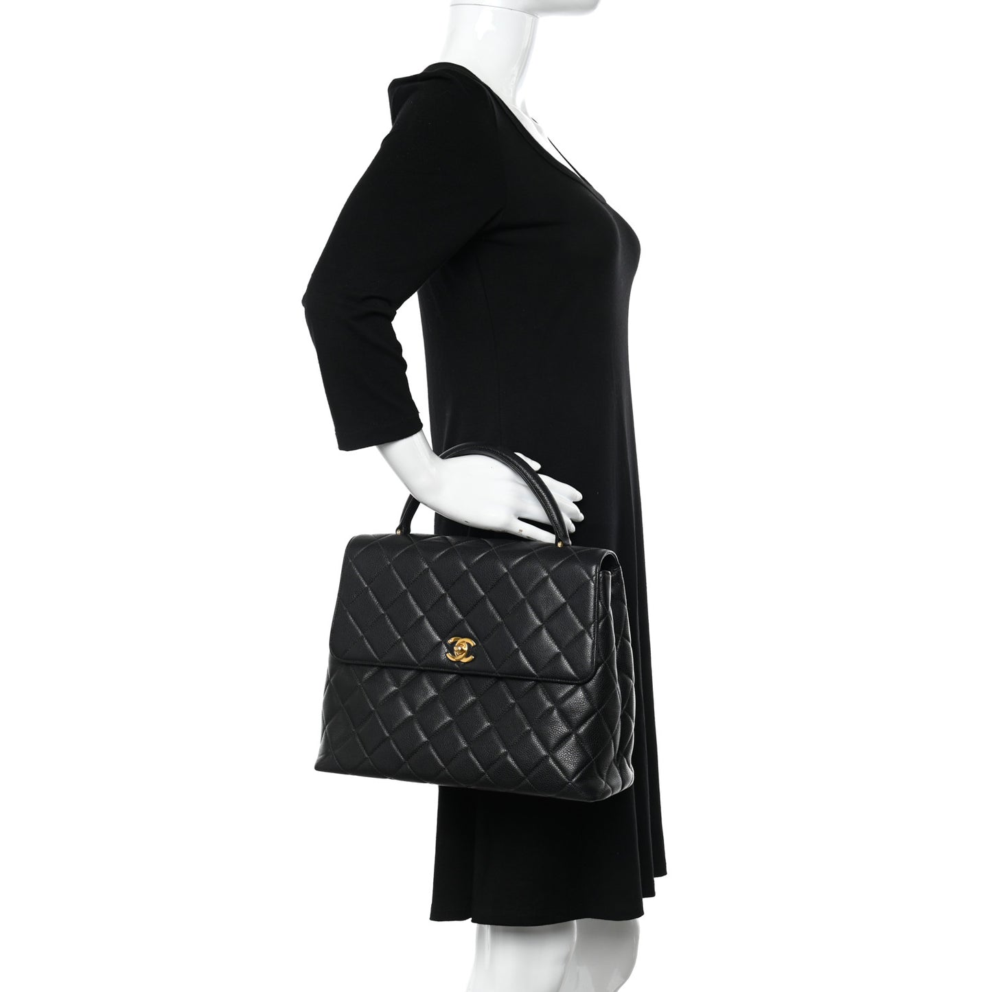 Caviar Quilted Jumbo Kelly Flap Black