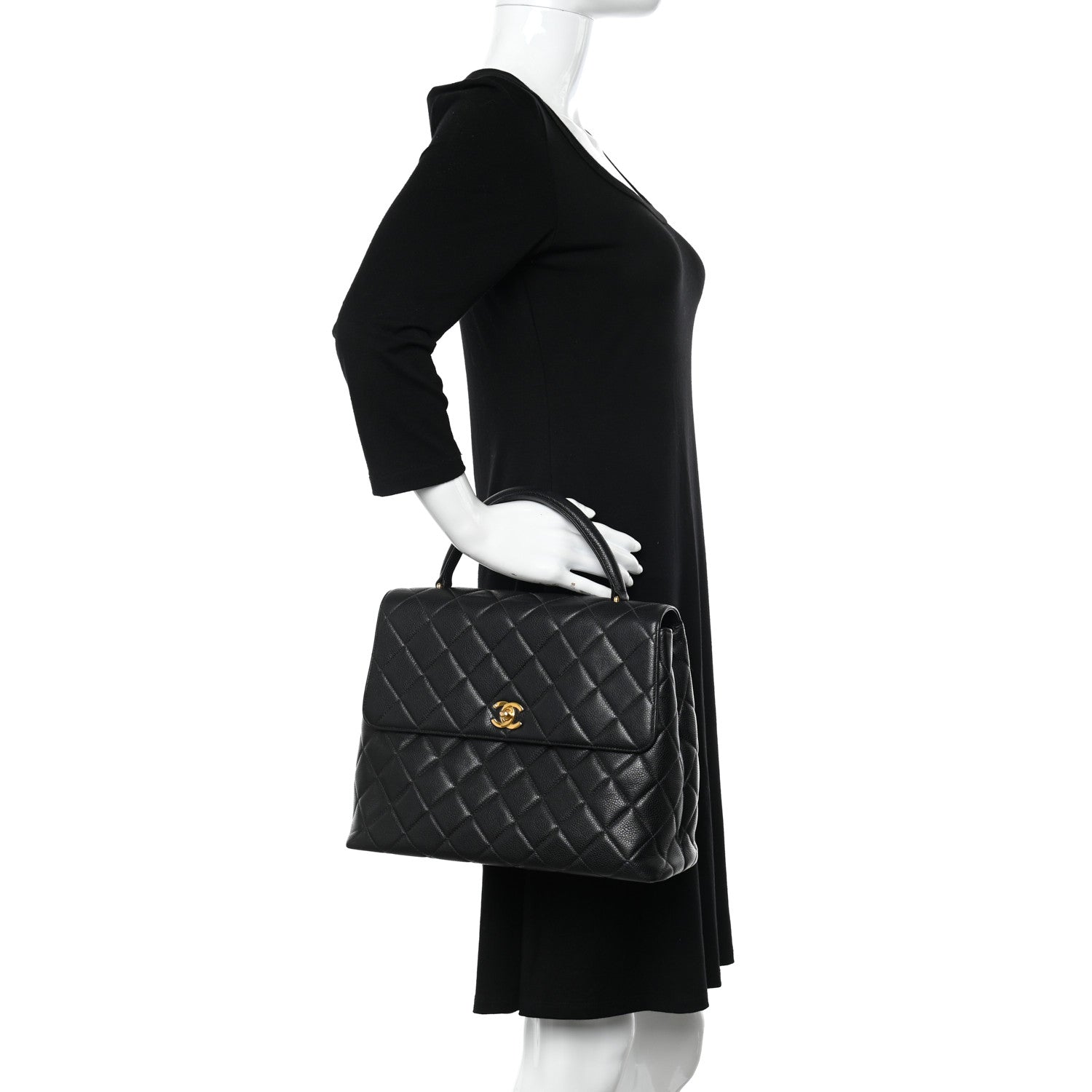 Chanel Caviar Quilted Jumbo Kelly Flap Black 2 of 11