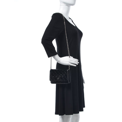 Chanel Patent Quilted Wallet On Chain WOC Black 2 of 10