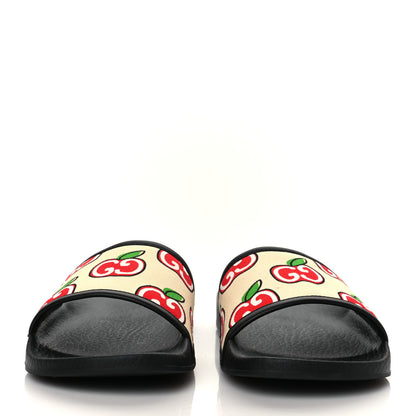 Gucci Canvas GG Apple Slide Sandals 35 Ivory Red Black 2 of 8