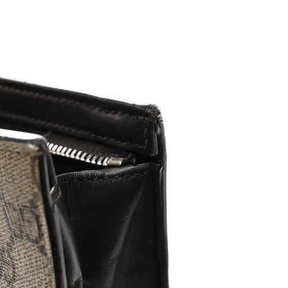 Gucci GG Supreme Monogram Selleria Calfskin Web New Web Cosmetic Case Beige Ebony Cocoa 10 of 11