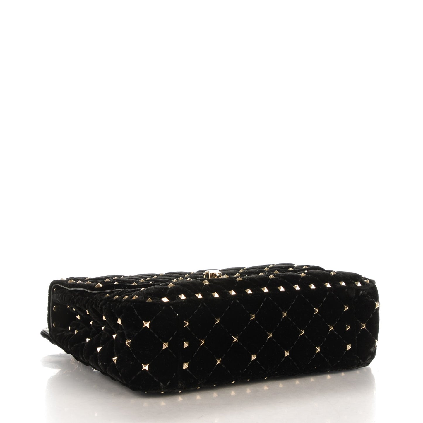 Velvet Medium Rockstud Spike Shoulder Bag Black