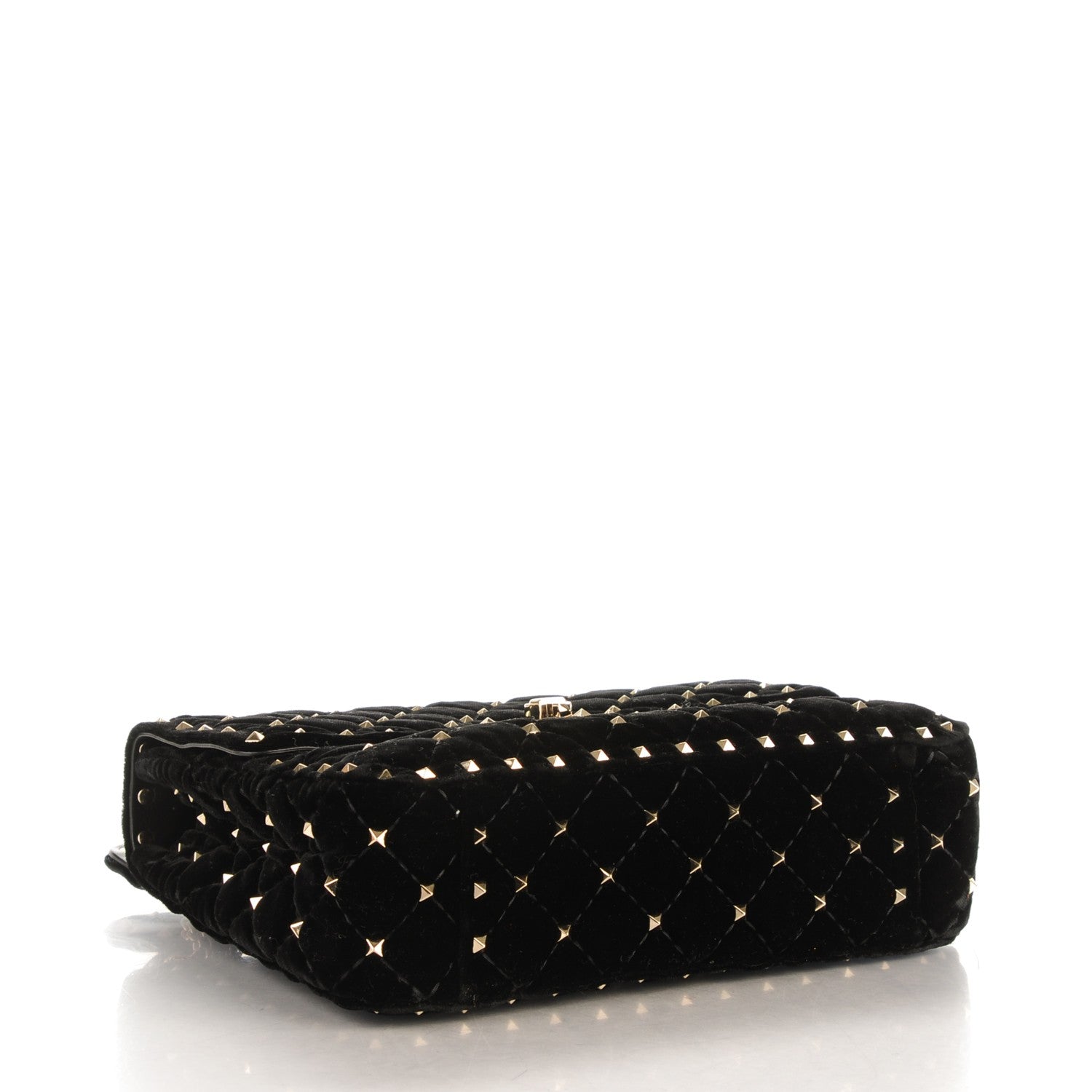 Valentino Garavani Velvet Medium Rockstud Spike Shoulder Bag Black 4 of 6
