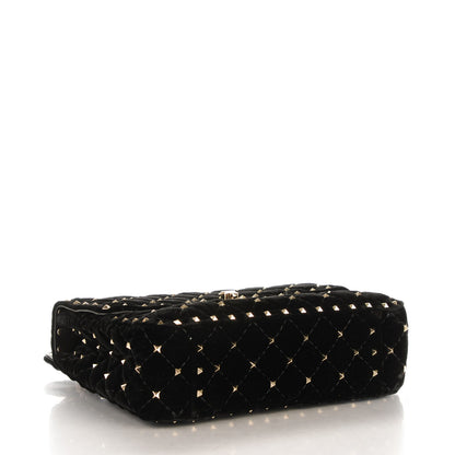 Valentino Garavani Velvet Medium Rockstud Spike Shoulder Bag Black 4 of 6