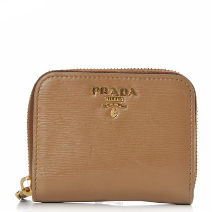 Prada Vitello Move Metal Coin Purse Caramel 1 of 9