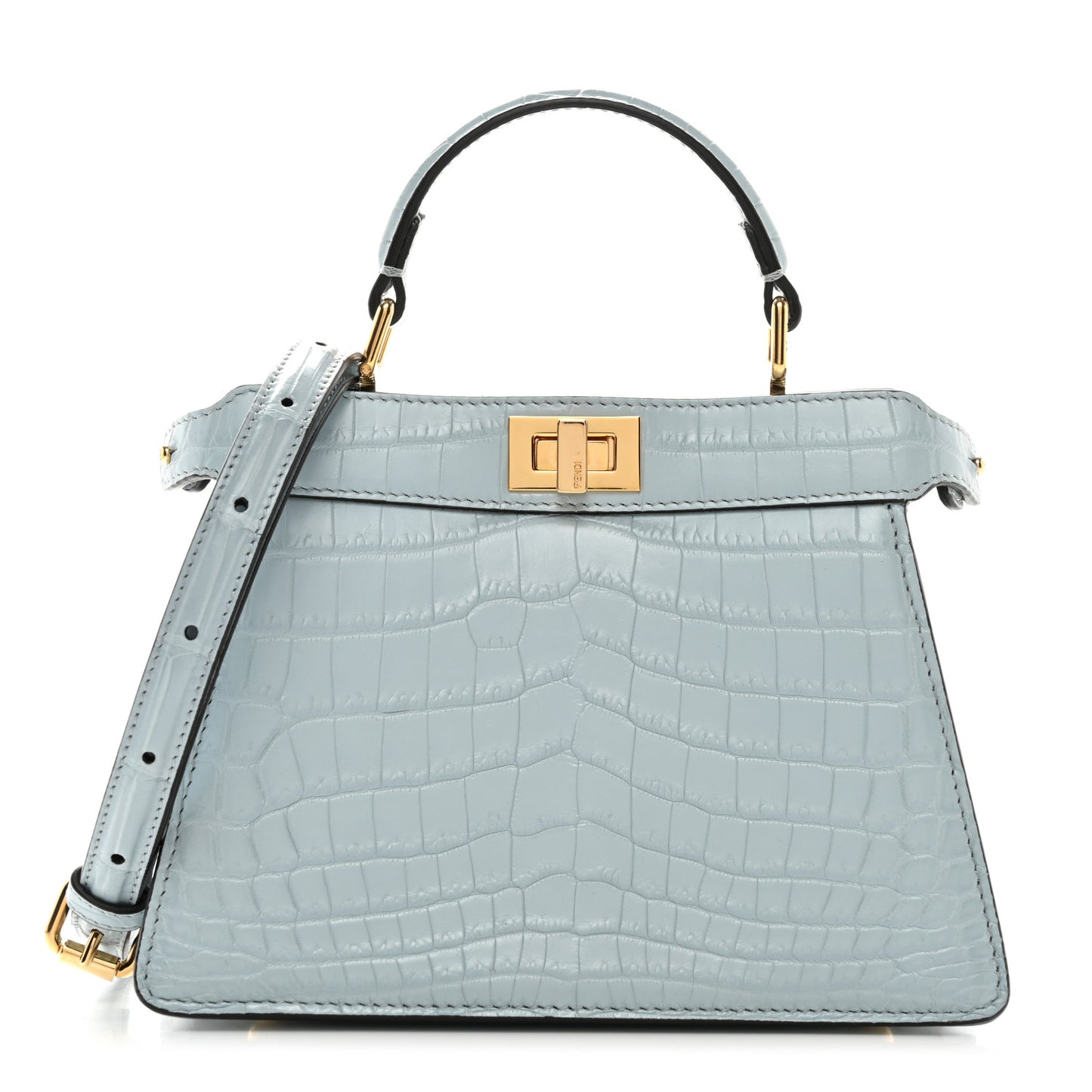 Shiny Crocodile Petite Peekaboo I SEE U Satchel Light Blue