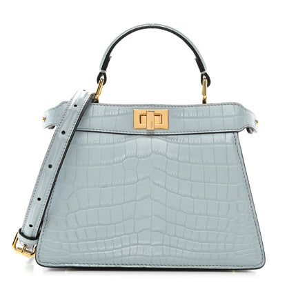 Fendi Shiny Crocodile Petite Peekaboo I SEE U Satchel Light Blue 1 of 10