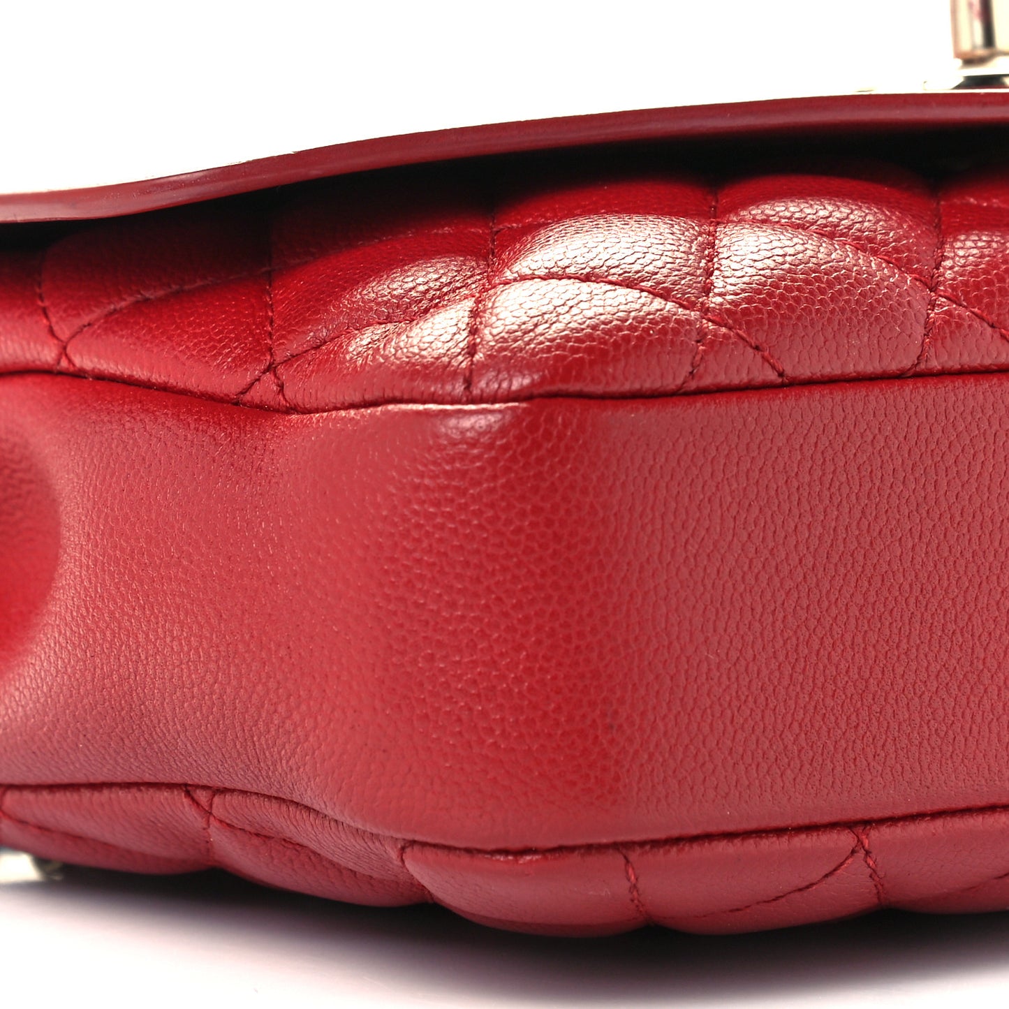 Calfskin Quilted Flap Red