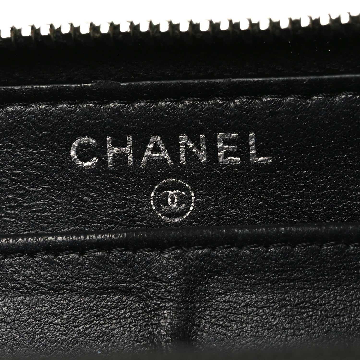 Chanel Lambskin Camellia Embossed Large Zip Around Gusset Wallet Black White 6 of 10