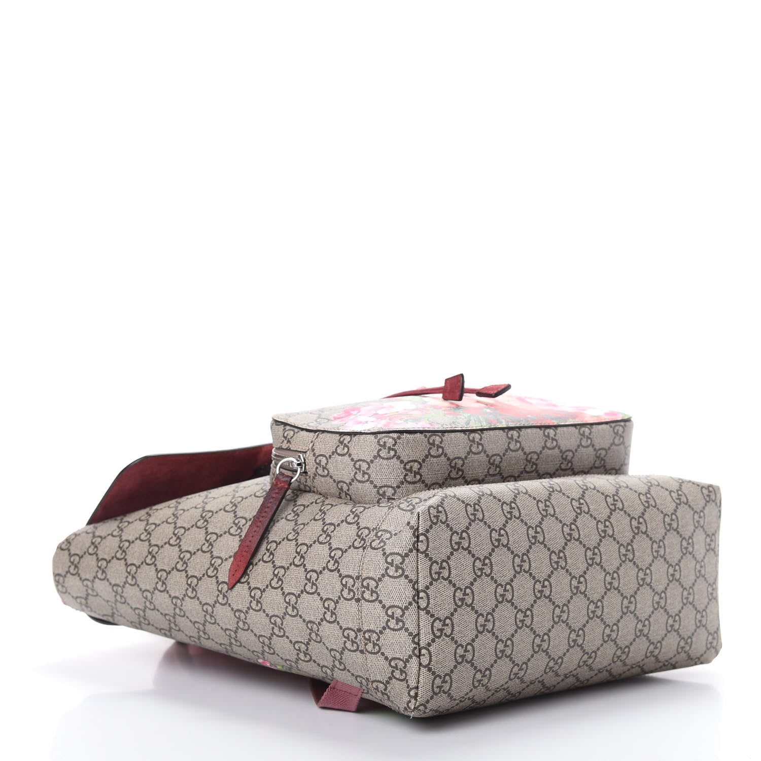 Gucci GG Supreme Monogram Blooms Medium Single Buckle Backpack Beige Multicolor Dry Rose 3 of 11