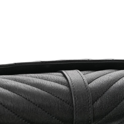 Saint Laurent Sheepskin Matelasse Chevron Monogram Medium College Bag Black 15 of 15
