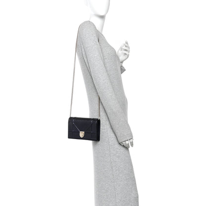 Christian Dior Metallic Patent Micro-Cannage Baby Diorama Flap Bag Navy Blue 2 of 12