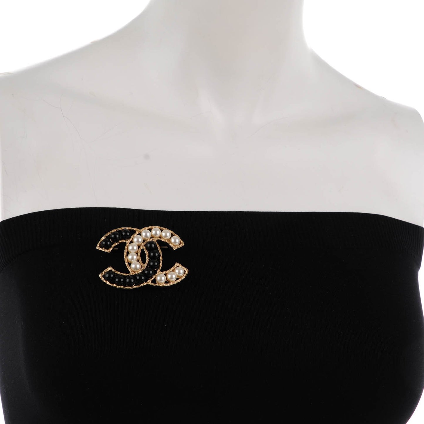 Pearl CC Brooch Black Gold