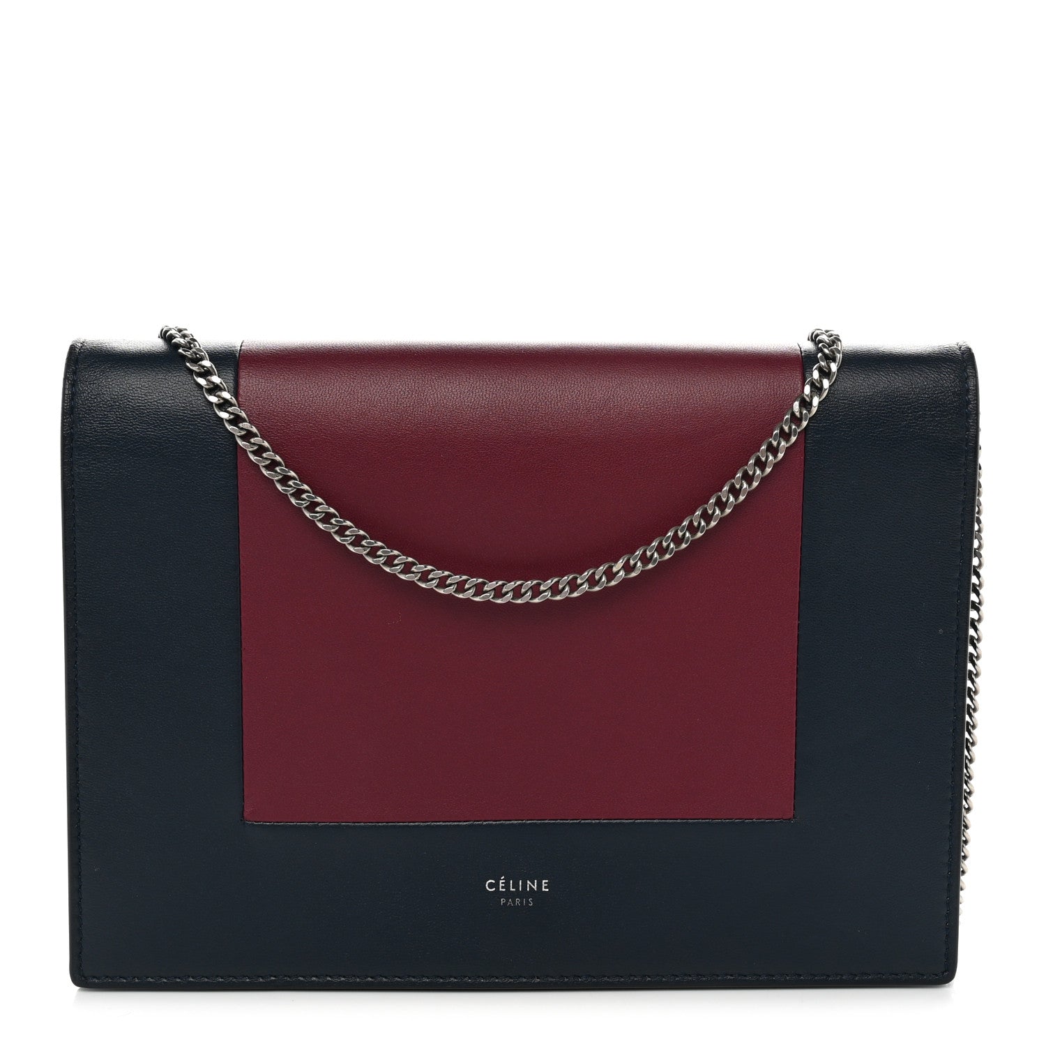 Celine Smooth Lambskin Frame Evening Chain Clutch Steel Blue Plum 1 of 11