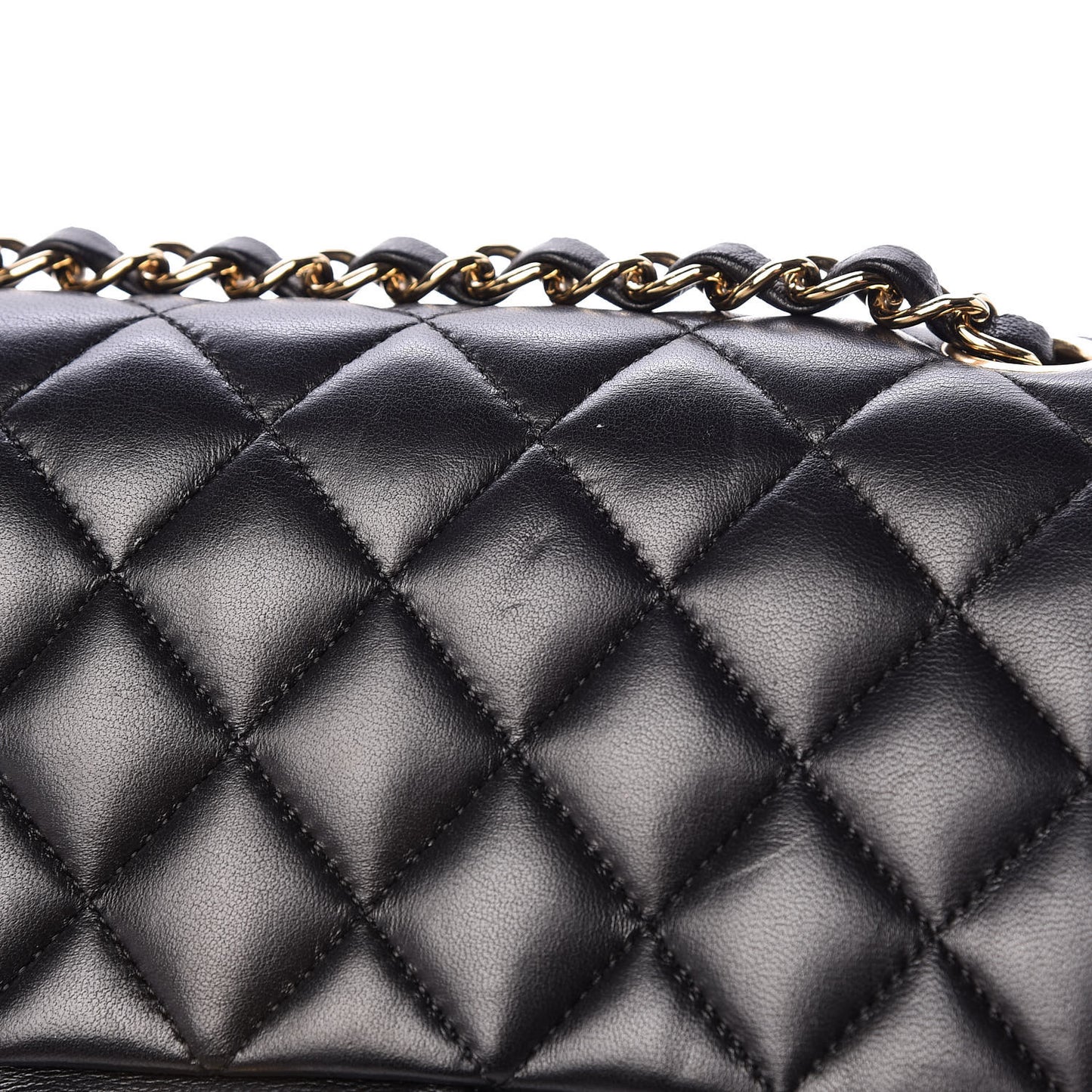 Lambskin Quilted Medium Double Flap Black