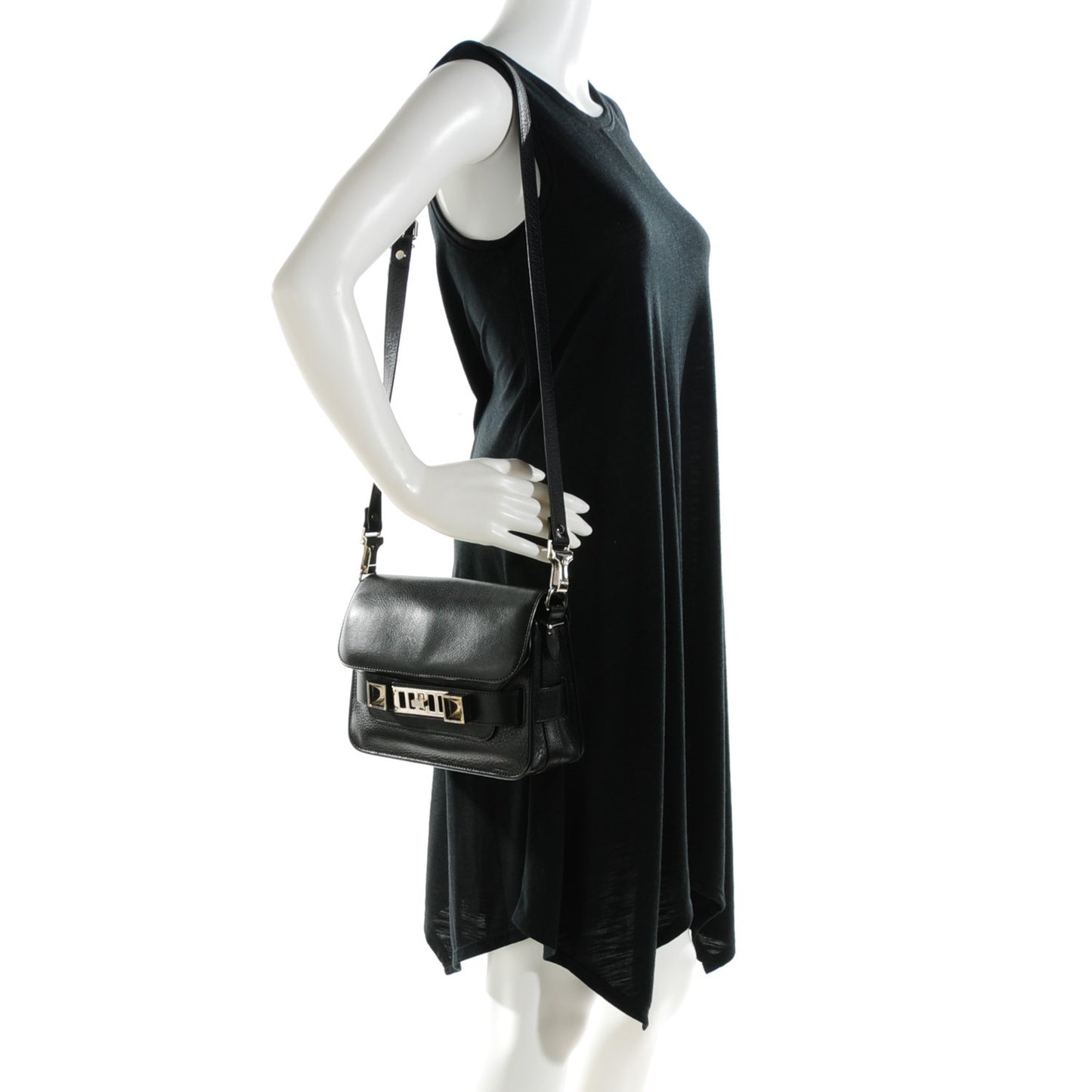 Textured Calfskin Mini PS11 Classic Shoulder Bag Black