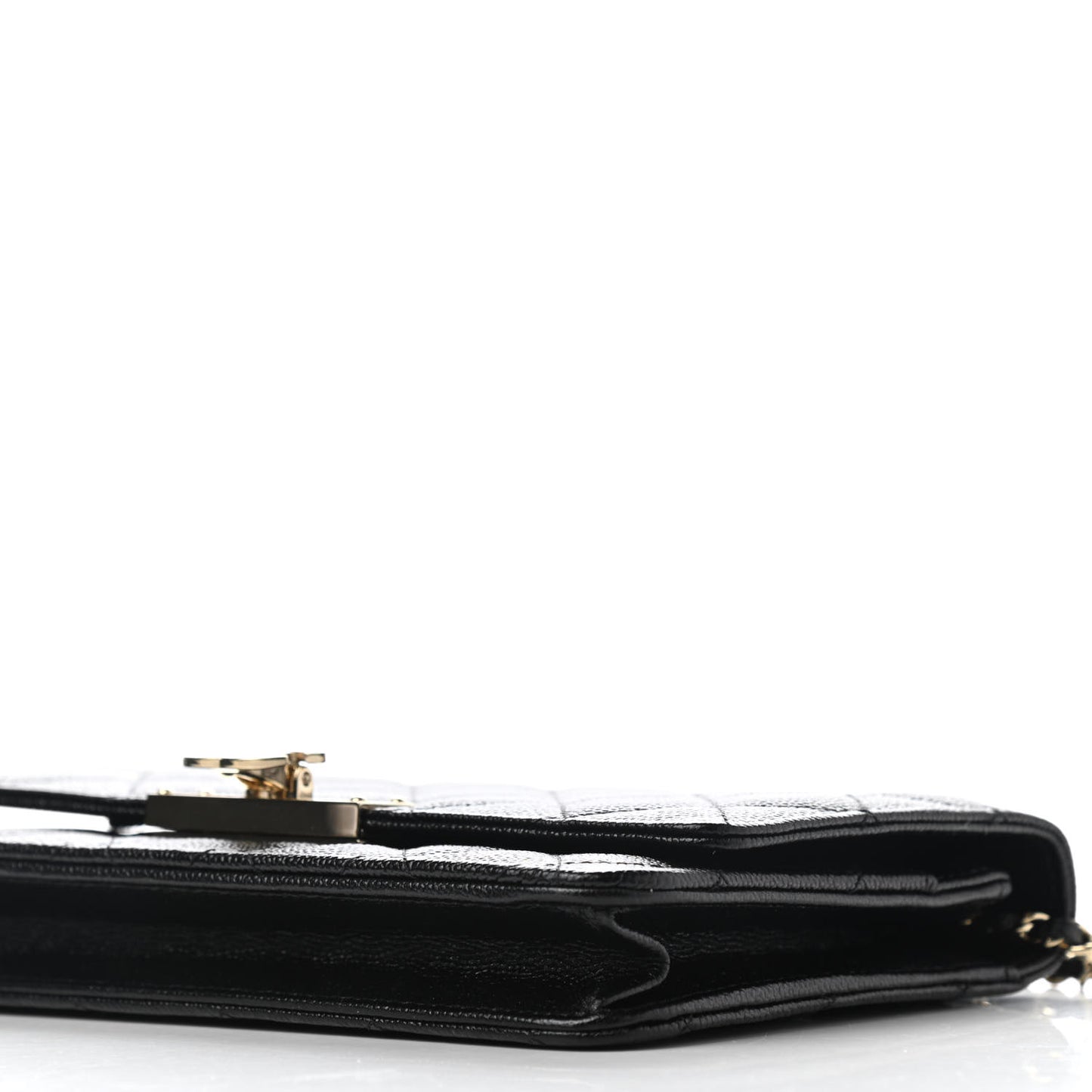 Caviar Quilted Golden Class Wallet On Chain WOC Black
