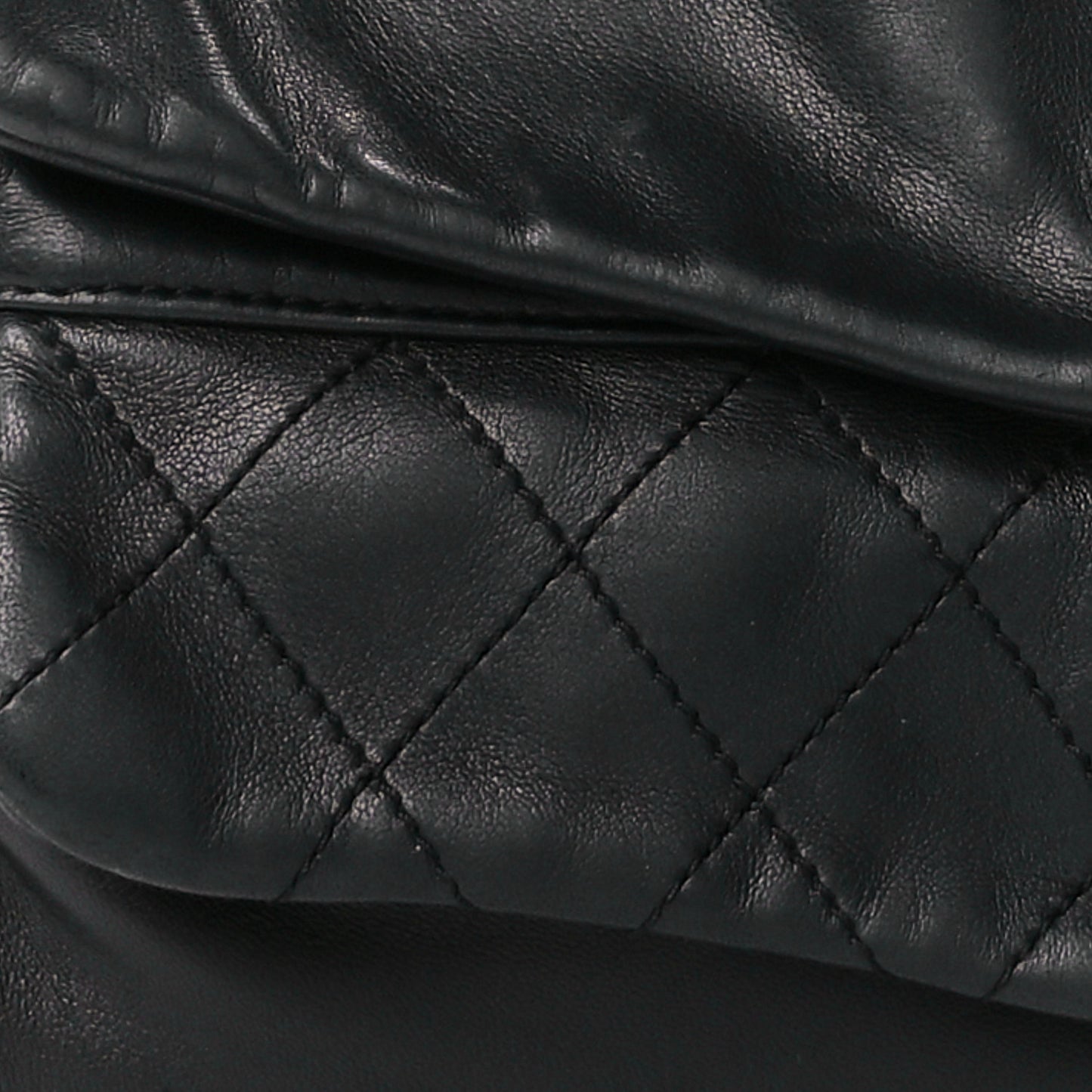Lambskin Quilted Large Mademoiselle Double Flap Black
