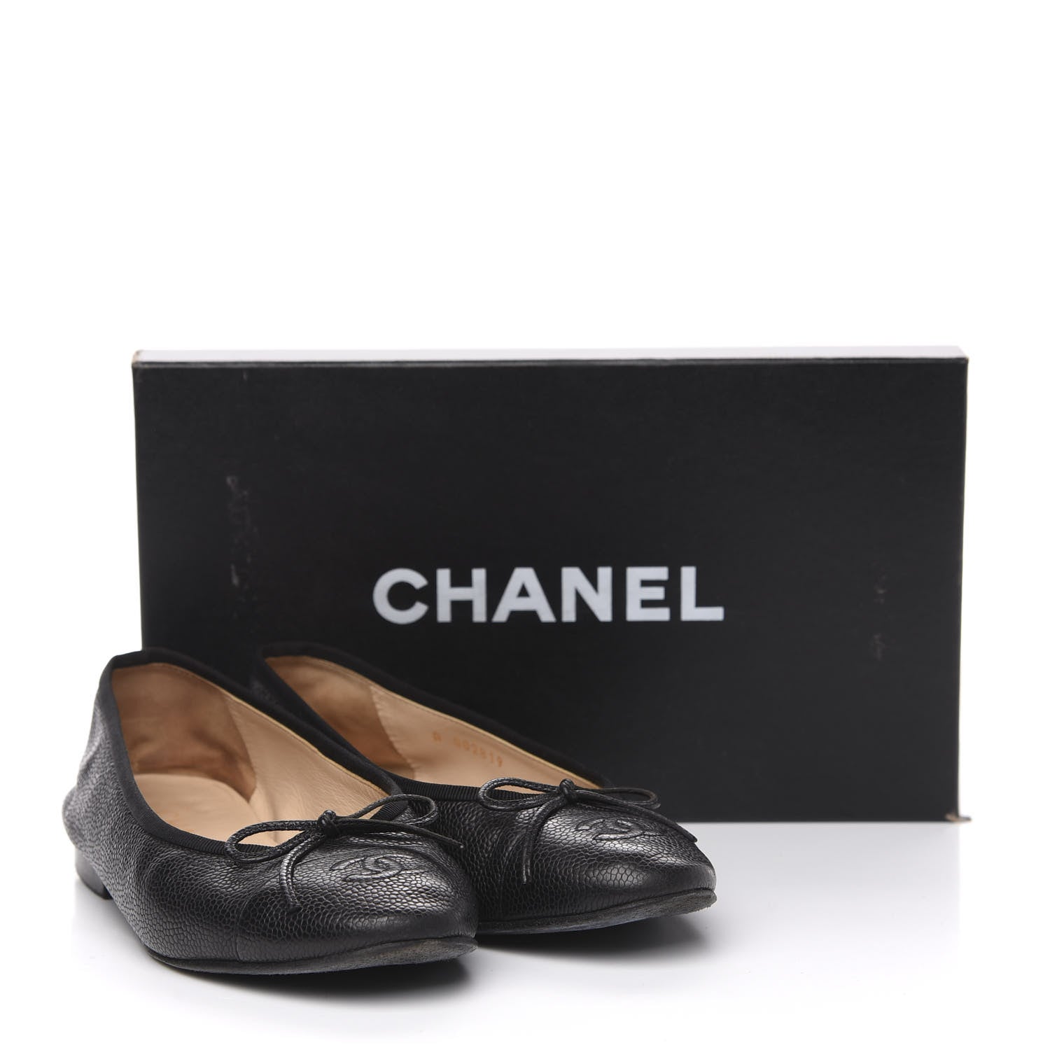 Chanel Caviar CC Cap Toe Ballerina Flats 36 Black 12 of 12