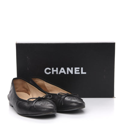 Chanel Caviar CC Cap Toe Ballerina Flats 36 Black 12 of 12