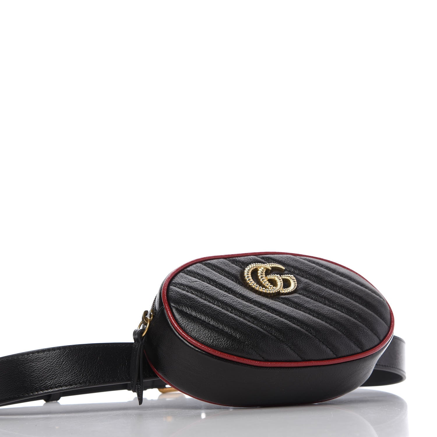 Gucci Azalea Calfskin Matelasse Diagonal Torchon GG Marmont Belt Bag 85 34 Black Romantic Cerise 4 of 10