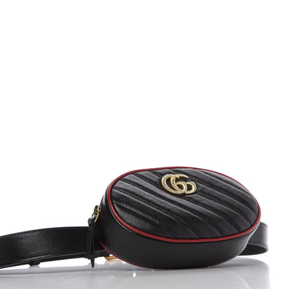 Gucci Azalea Calfskin Matelasse Diagonal Torchon GG Marmont Belt Bag 85 34 Black Romantic Cerise 4 of 10