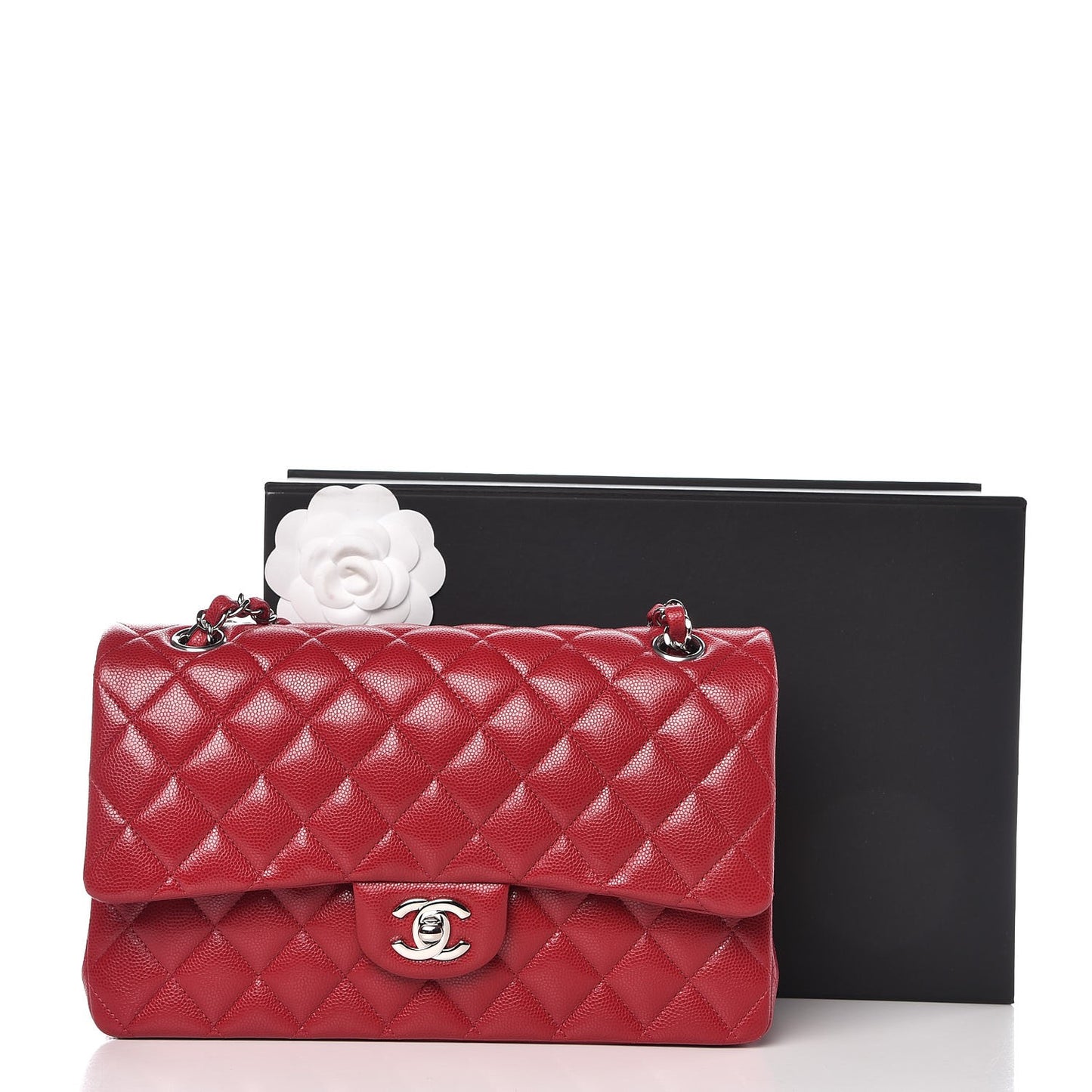 Caviar Quilted Medium Double Flap Pink