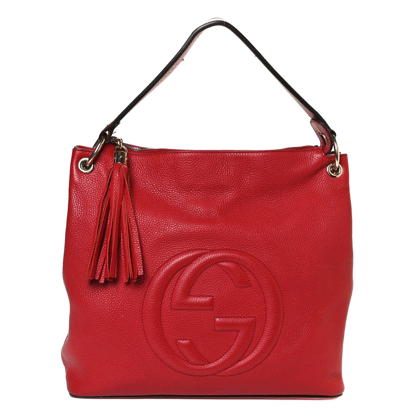Pebbled Calfskin Large Soho Hobo Tabasco Red
