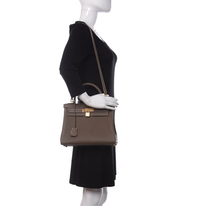 Hermes Taurillon Clemence Kelly Retourne 28 Etoupe 2 of 11