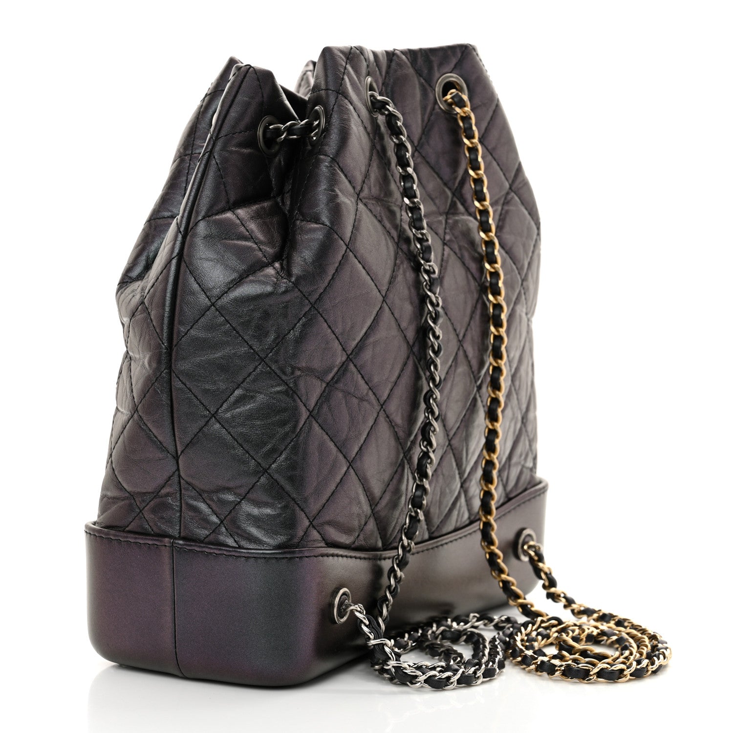 Chanel Iridescent Aged Calfskin Quilted Gabrielle Backpack Dark Purple 3 of 10