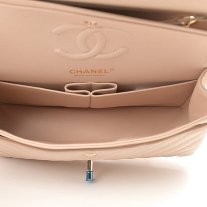 Chanel Caviar Chevron Quilted Small Double Flap Beige 5 of 10