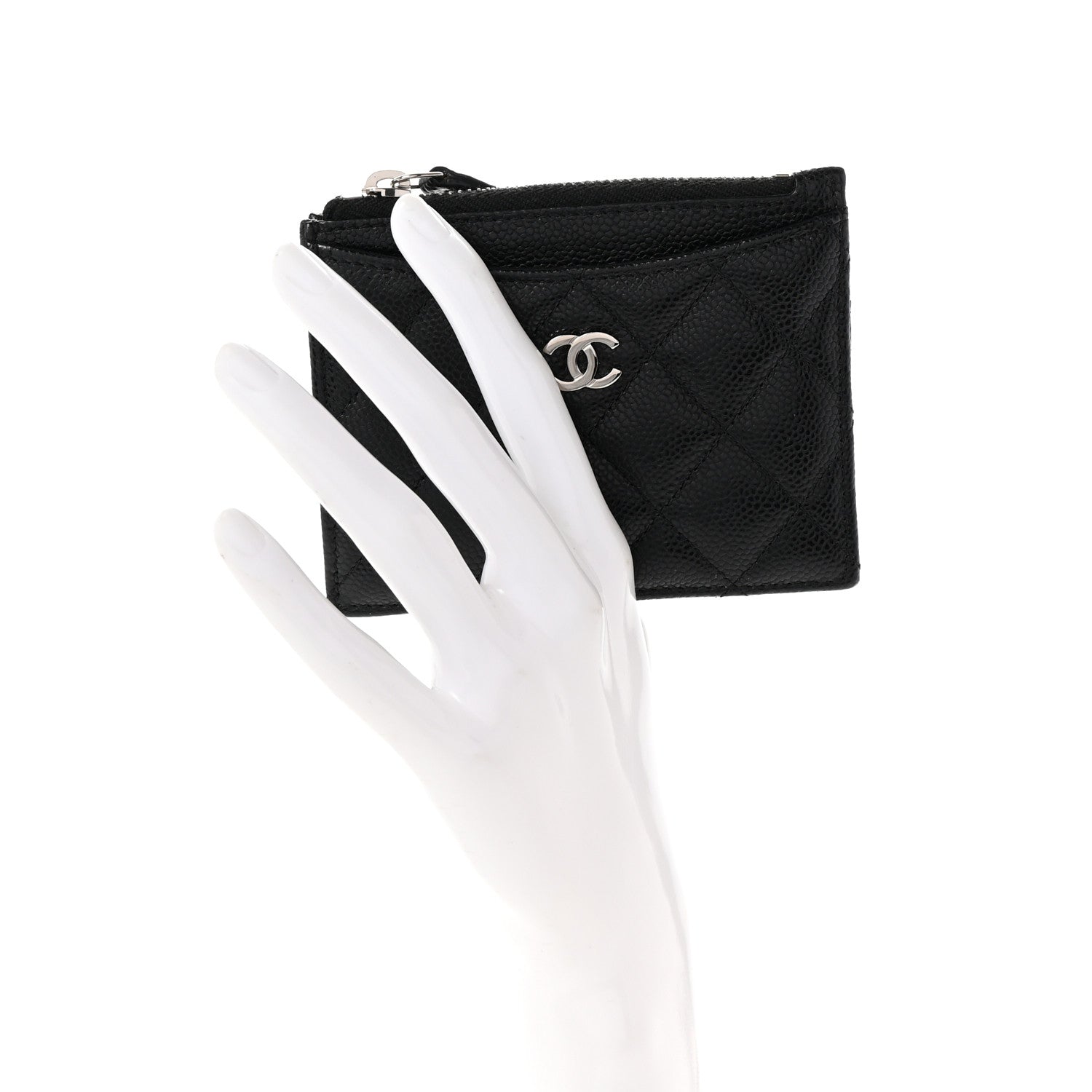 Chanel Caviar Quilted CC Zip Card Holder Black 2 of 8