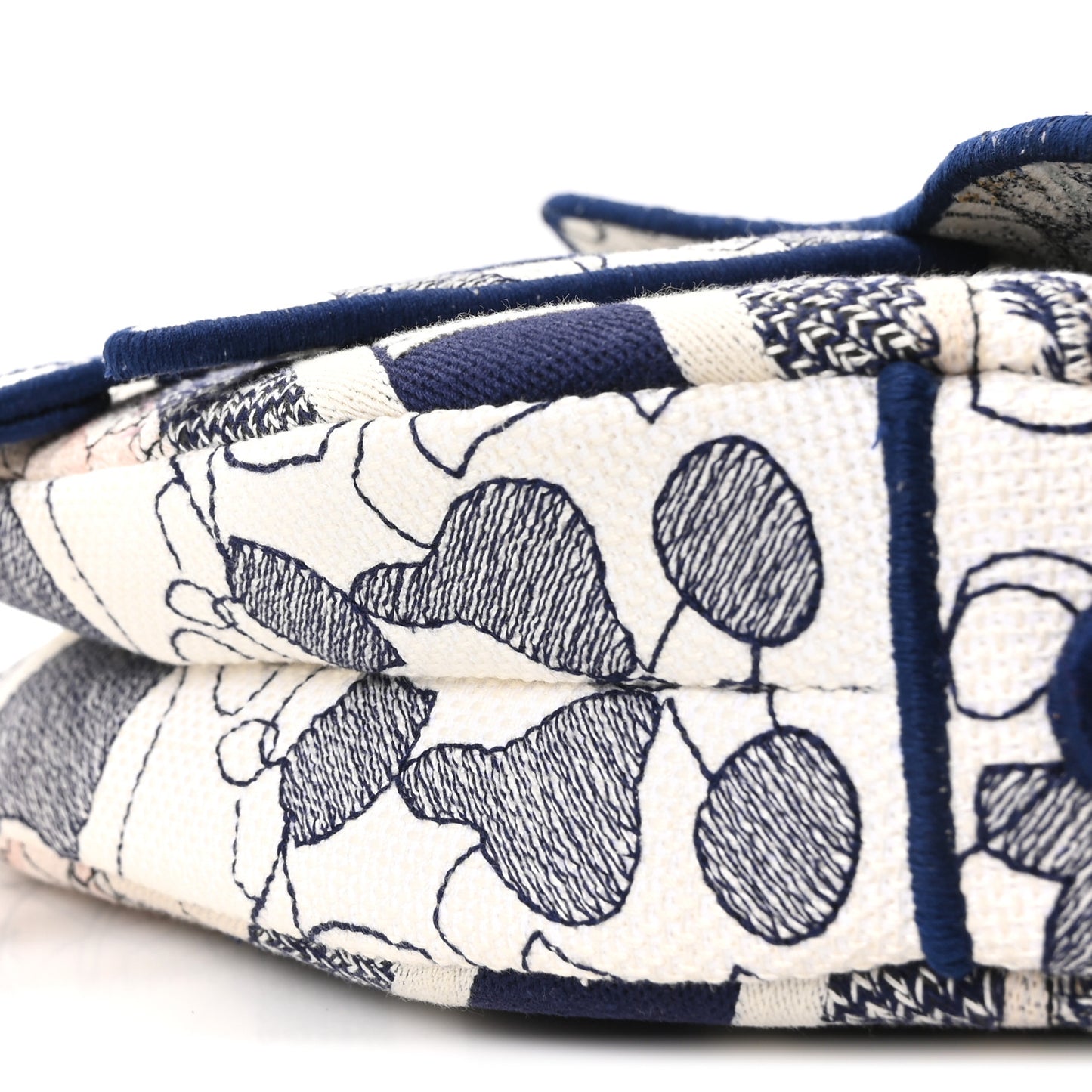 Canvas Embroidered Around the World Saddle Bag Blue