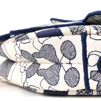 Christian Dior Canvas Embroidered Around the World Saddle Bag Blue 10 of 11