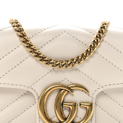 Gucci Calfskin Matelasse Super Mini GG Marmont Shoulder Bag White 8 of 11