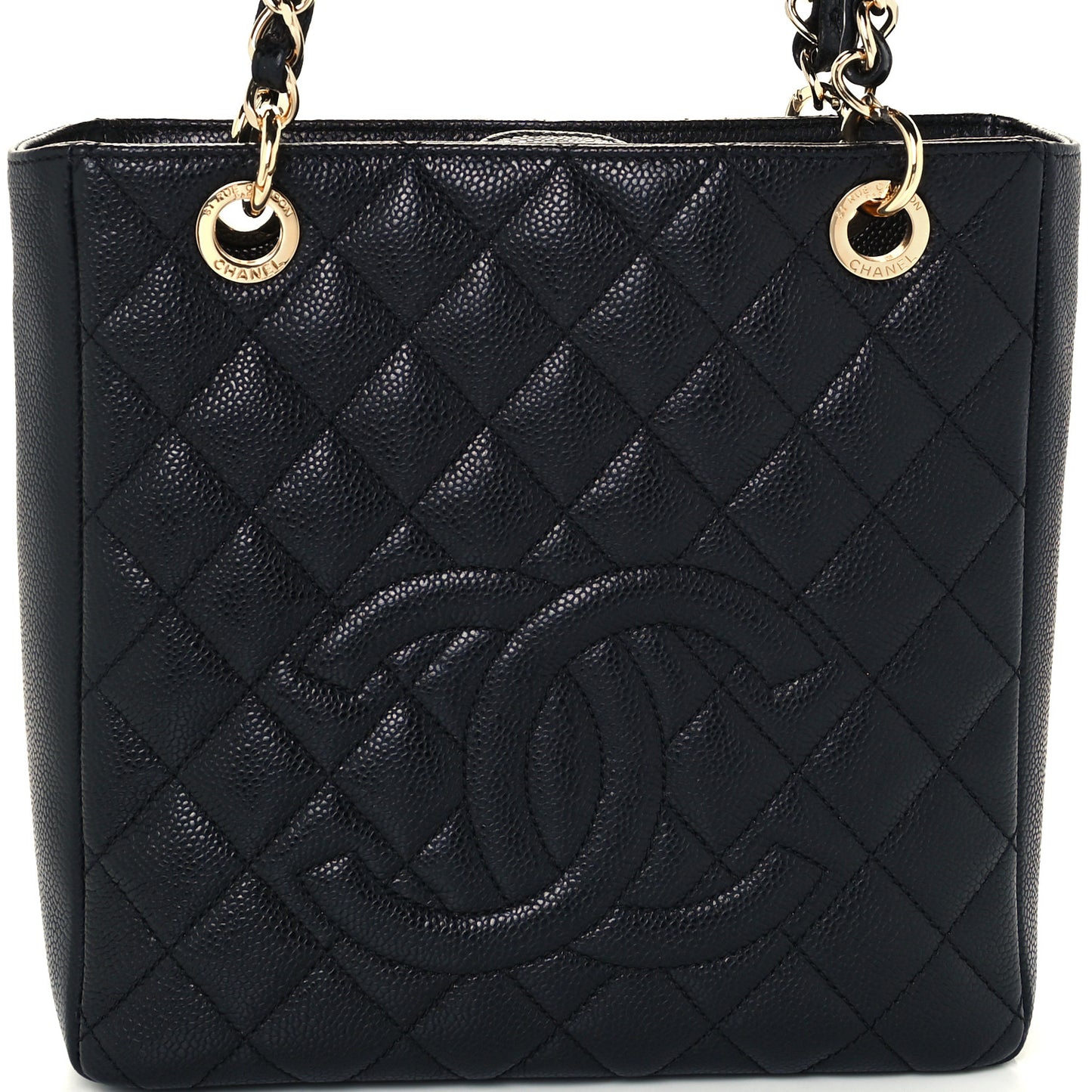 Caviar Quilted Petit Shopping Tote PST Black