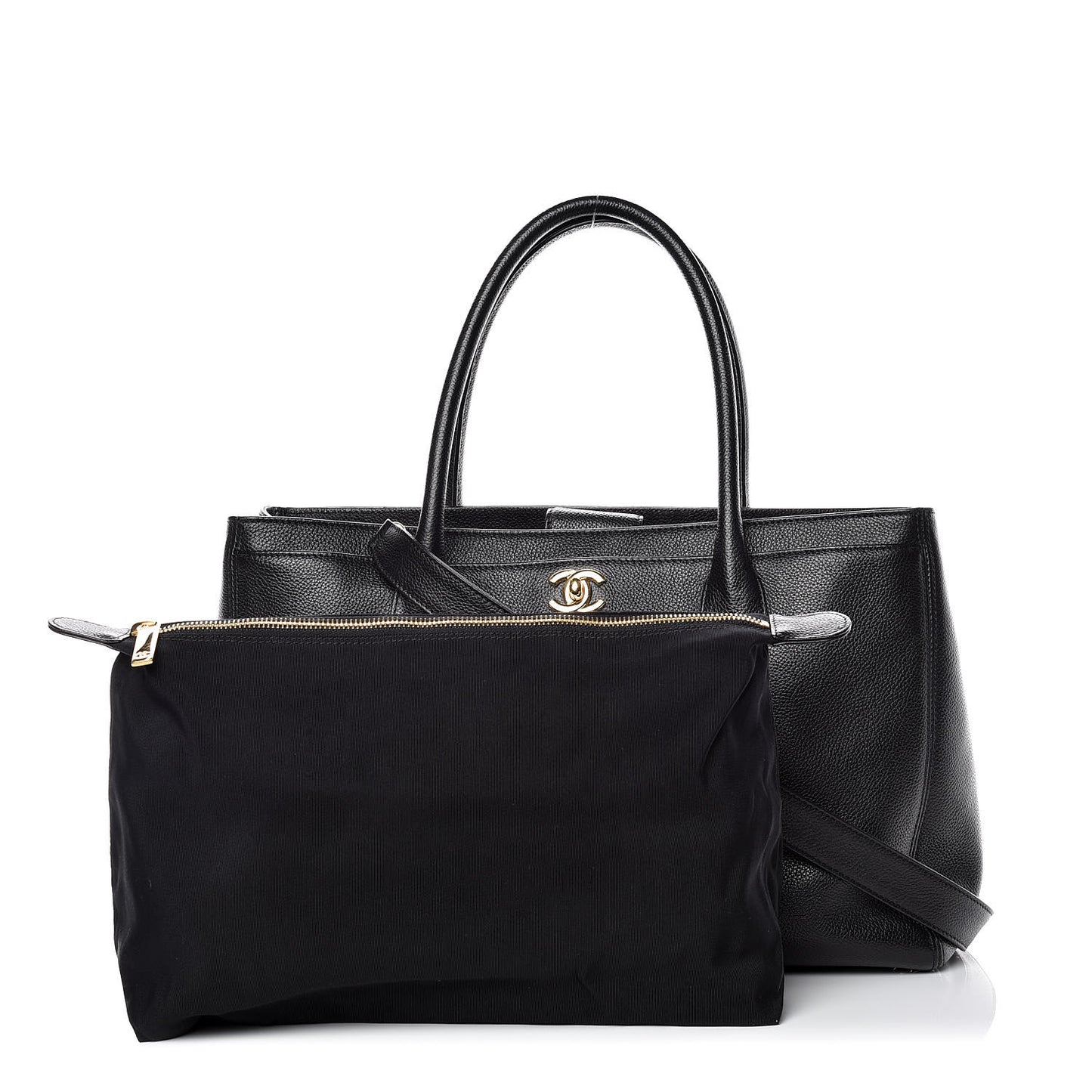Calfskin Cerf Executive Shopper Tote Black